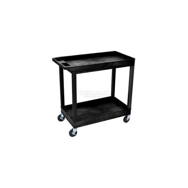 Luxor Luxor Plastic Utility Cart w/2 Shelves, 400 lb. Capacity, 35-1/4"L x 18"W x 36-1/4"H, Black EC11-B - main